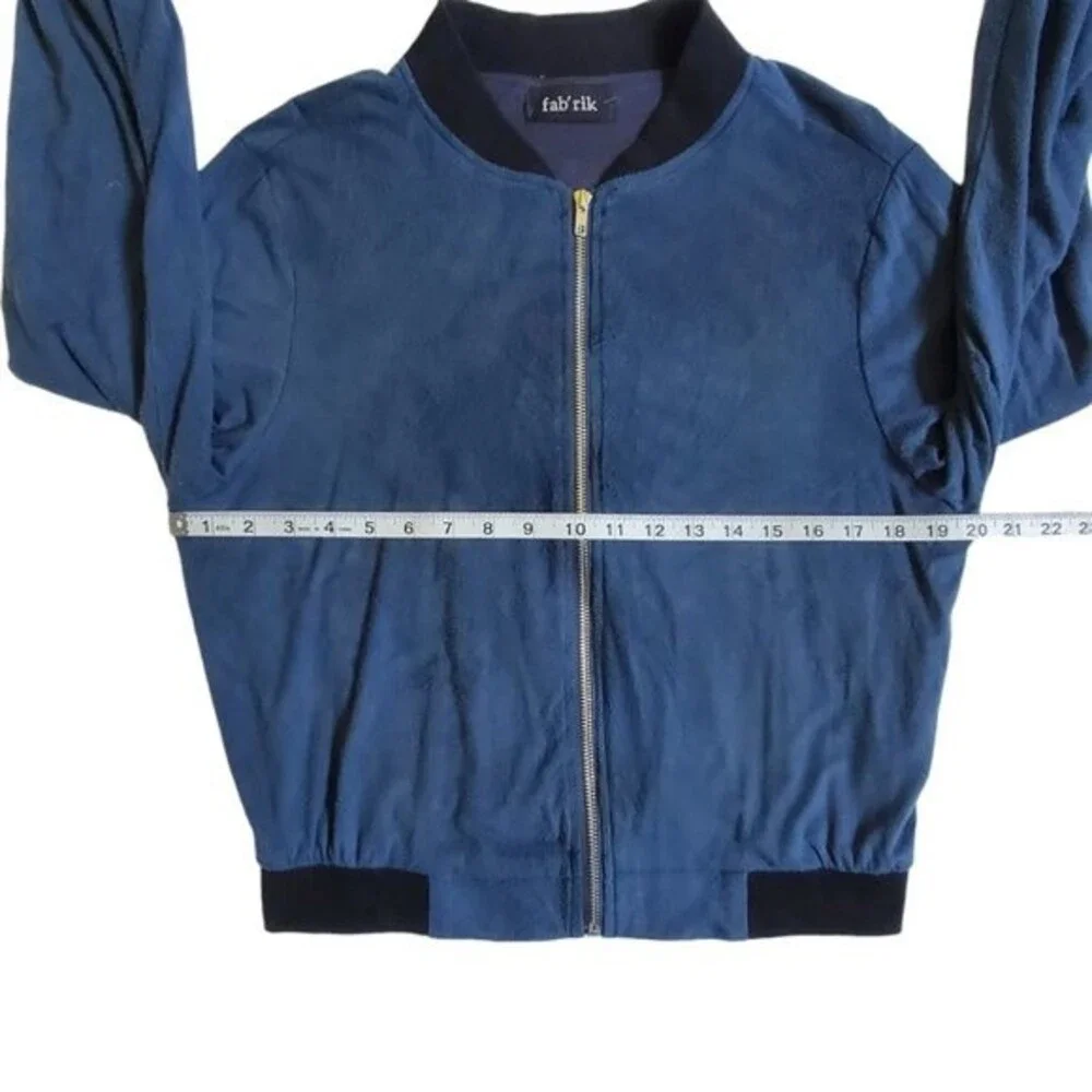 Fab'rik blue & black zip up long sleeve jacket sz S
